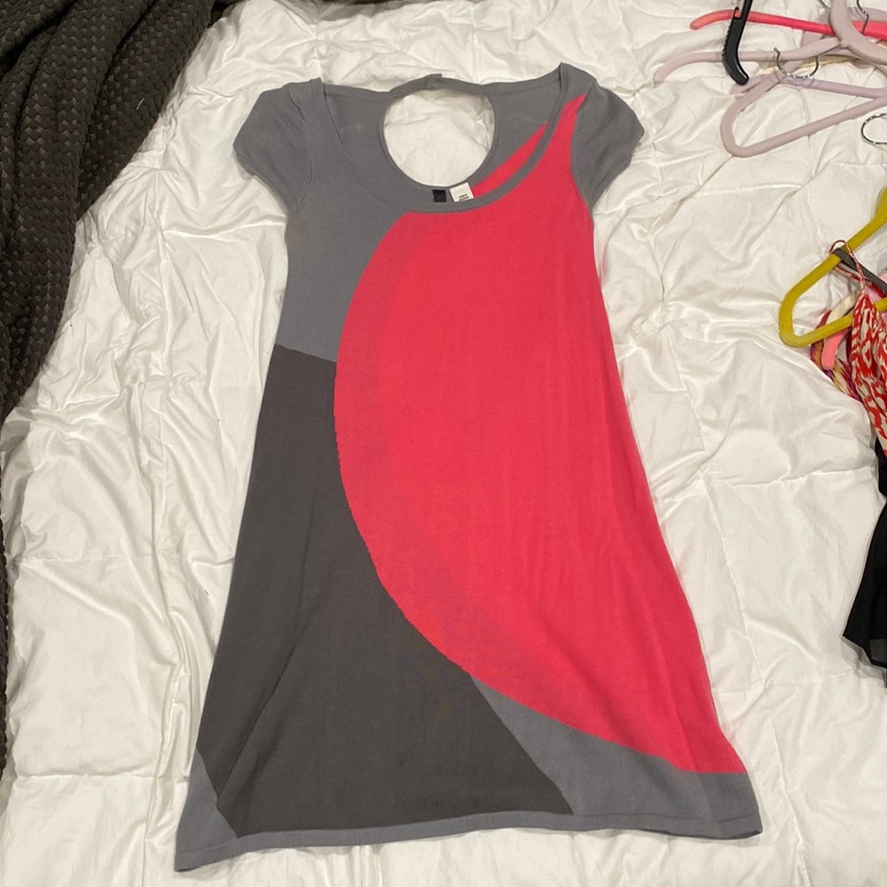 Hot pink and gray sweater dress, size 6